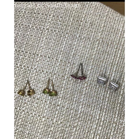 4 Pairs Tested Sterling Silver Stud Earrings – Gemstones & CZ - Picture 8 of 10